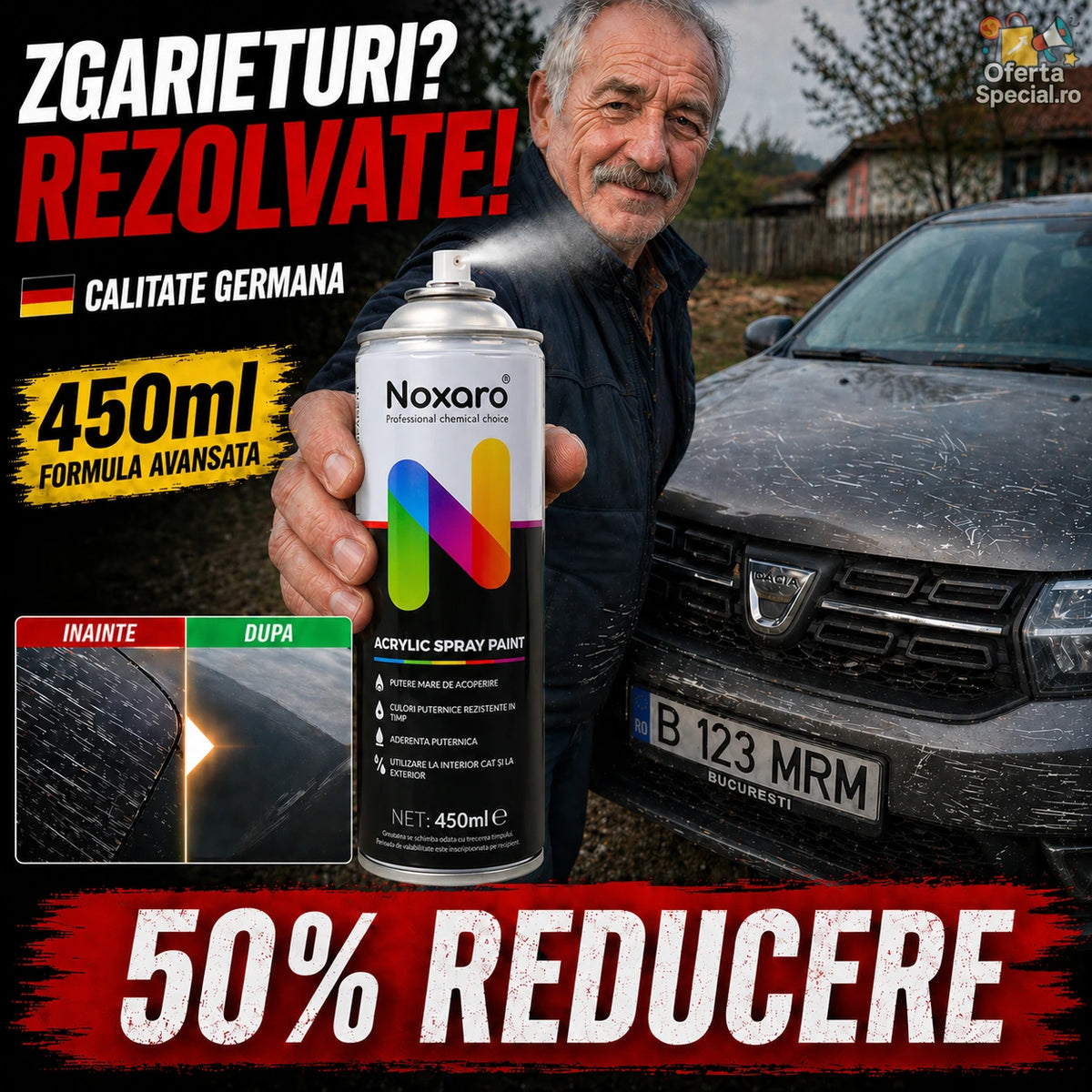 Soluție pentru zgârieturi, funcționează pe orice culoare - 450ml TRANSPARENT