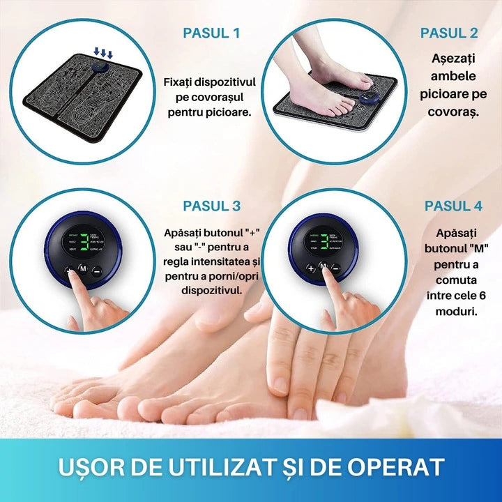 Masajer electric pentru picioare, reîncărcabil, cu 8 moduri și 19 intensități